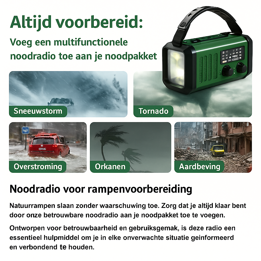 SurvivalWave™ | Duurzame Noodradio 10.000 mAh
