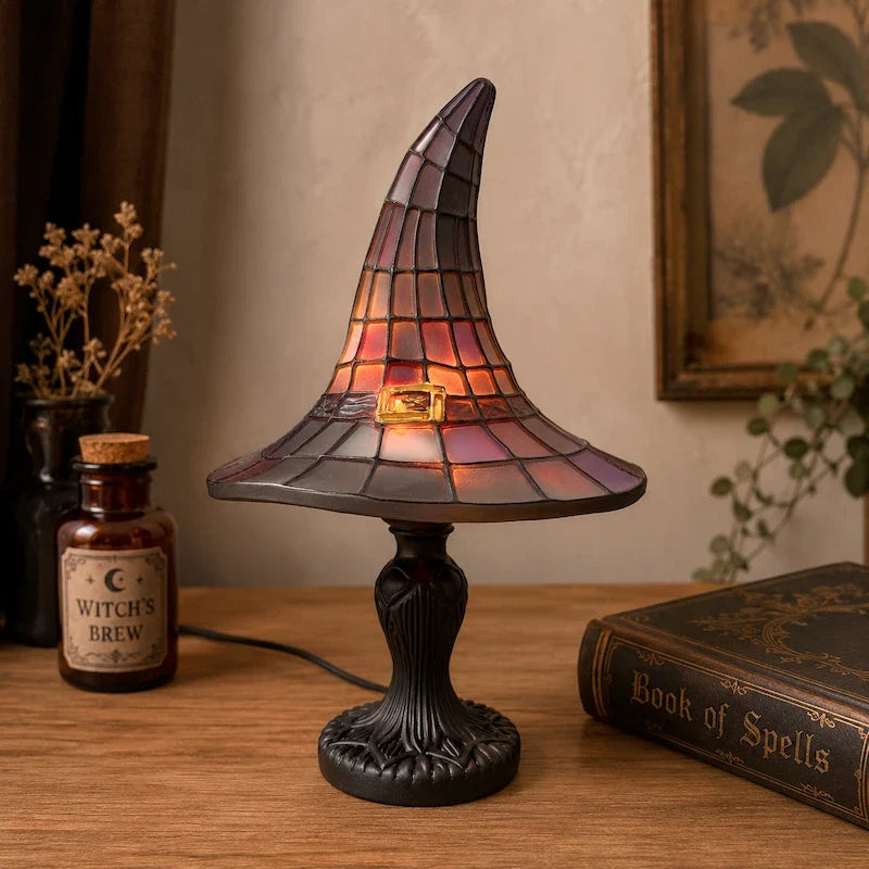 SpellShade™ | Betoverende heksenhoedlamp met juweelgloed