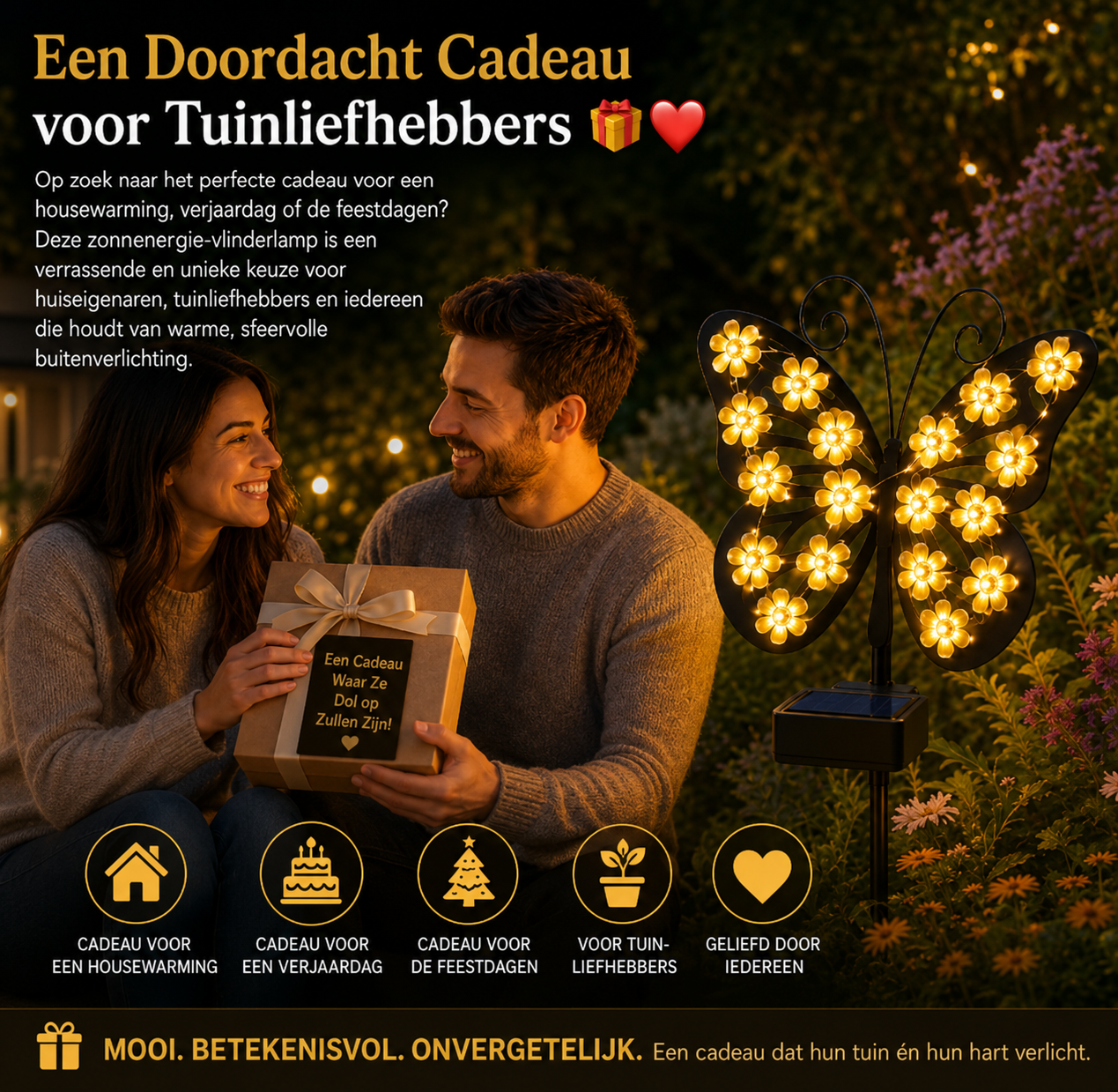 FlutterBloom™ | Decoratieve zonne-energie vlinderlamp met bloemvormige LED