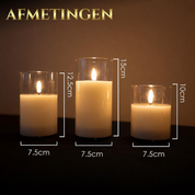 CrystalGlow™ 3 oplaadbare LED-kaarsen in glas