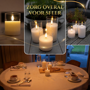 CrystalGlow™ 3 oplaadbare LED-kaarsen in glas