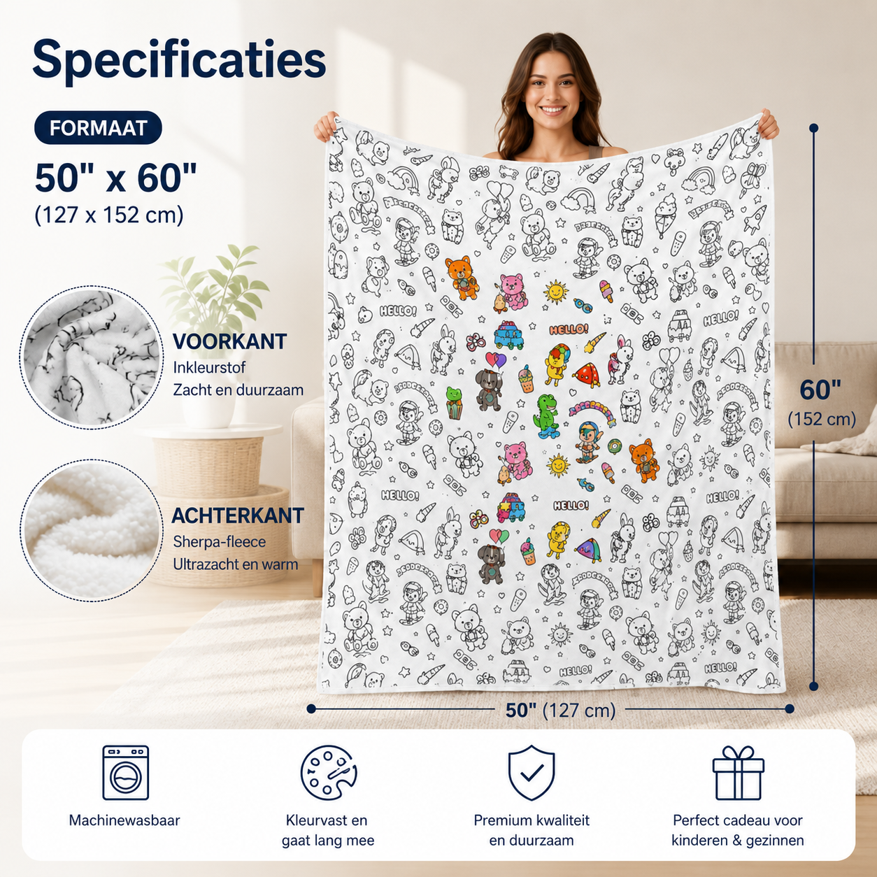 CuddleCanvas™ | Kleur samen jullie eigen zachte deken