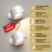 LumiPivot™ | Draadloos wandlicht zonder boren of kabels