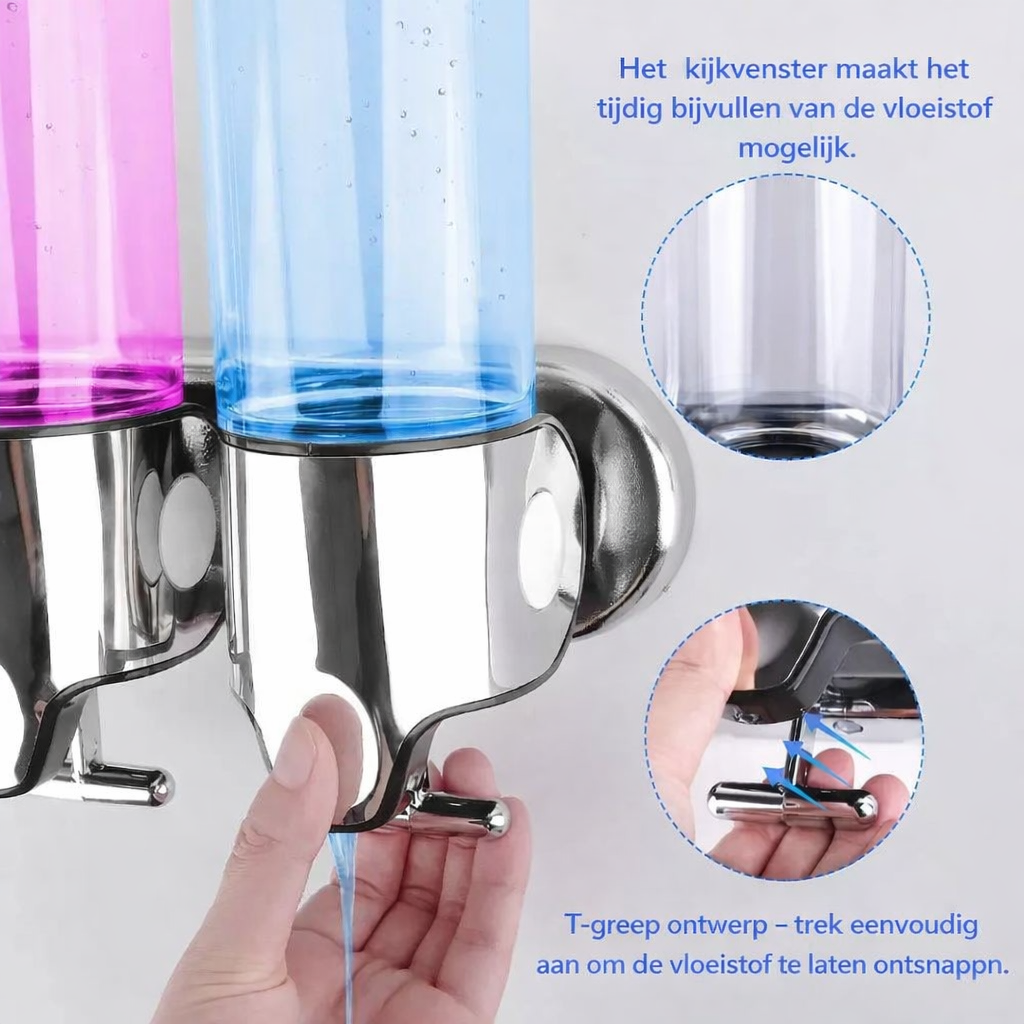 CleanStation™ | Wandzeepdispenser met 3 vakken – Stijlvol & Hygiënisch