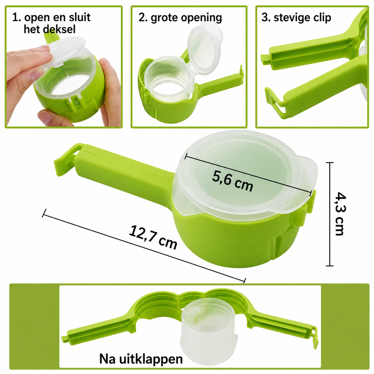 FreshPour™ | Sluit zakken af en schenk zonder knoeien