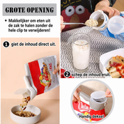 FreshPour™ | Sluit zakken af en schenk zonder knoeien