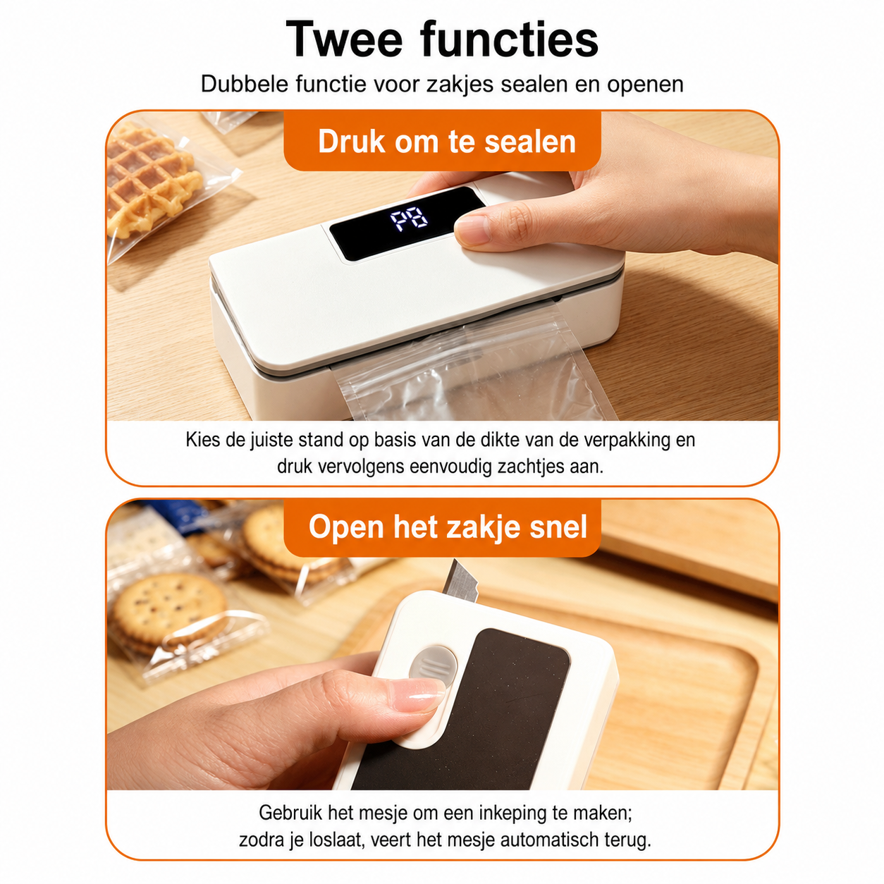 SealMate™ | Sluit zakken luchtdicht en houd snacks langer vers