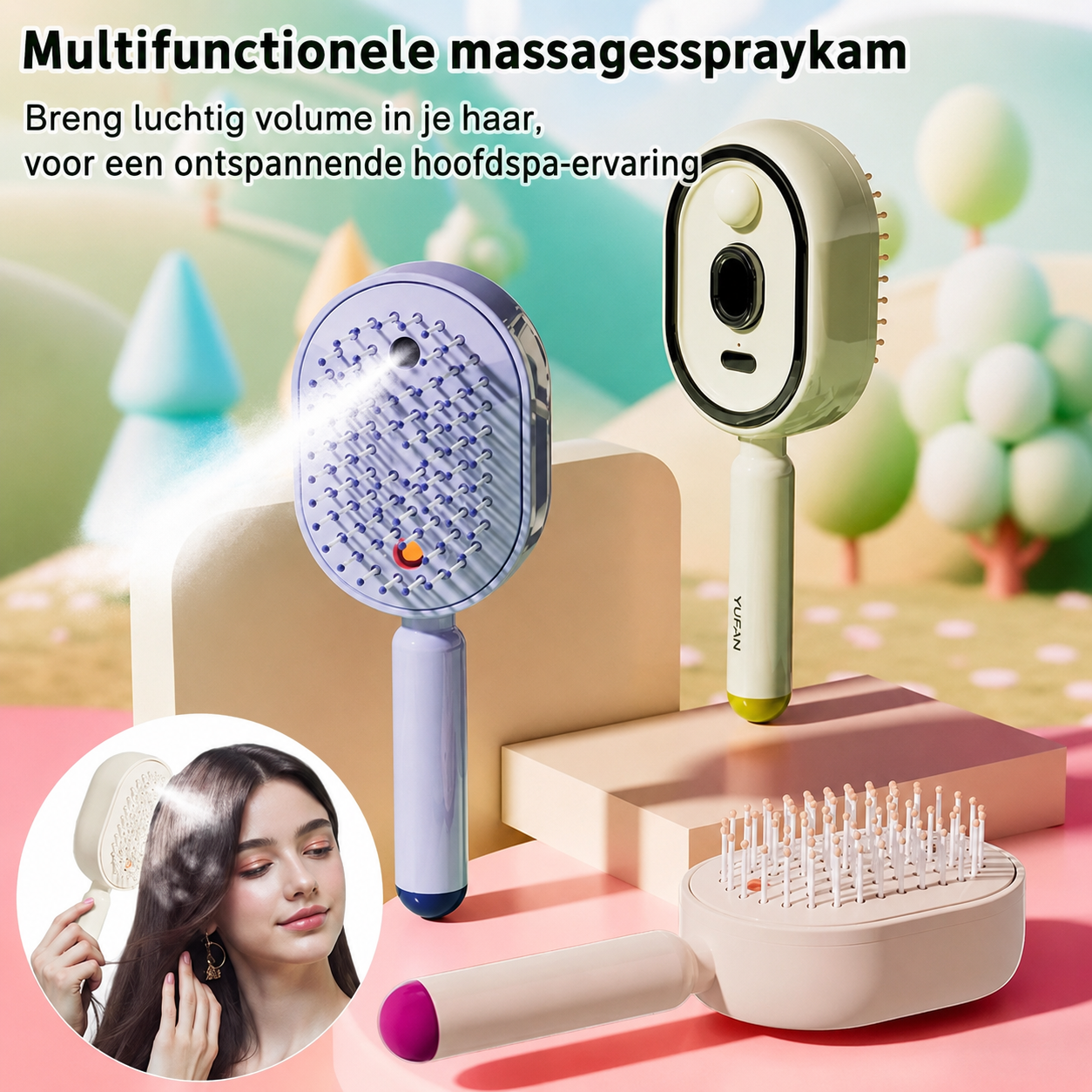 GlowBrush™ Spray Haarborstel | Ontklitten, Verfrissen en Verzorgen