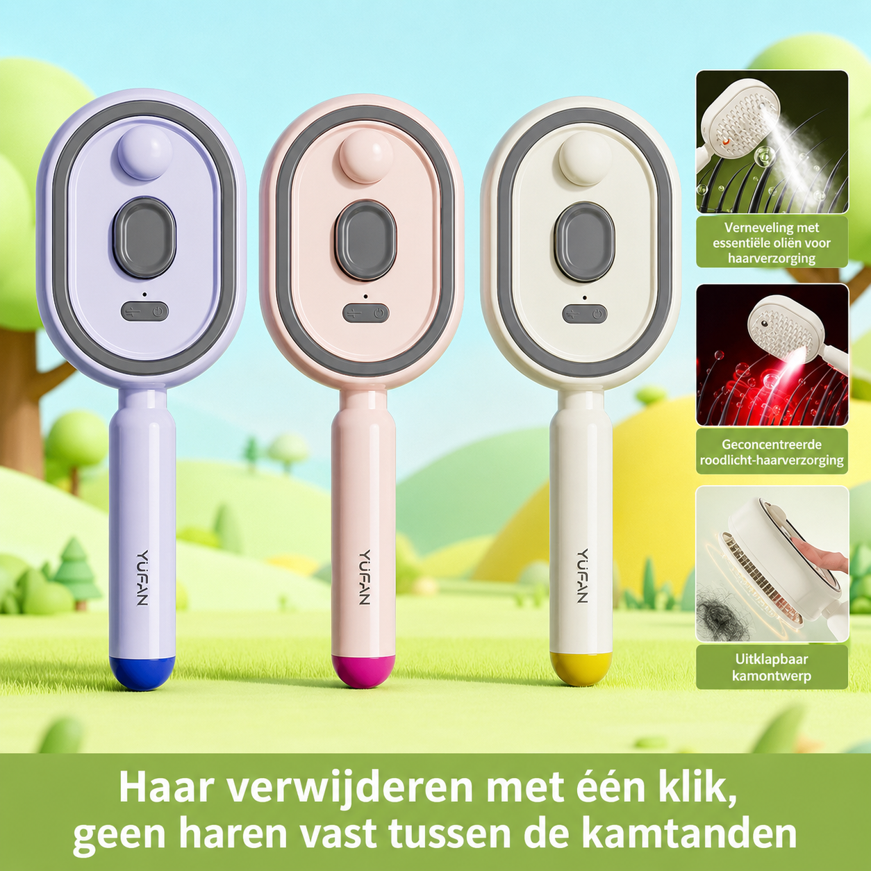 GlowBrush™ Spray Haarborstel | Ontklitten, Verfrissen en Verzorgen