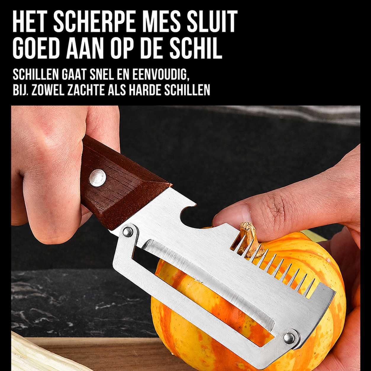 TrioPeeler™ | Drie snijfuncties in één hand