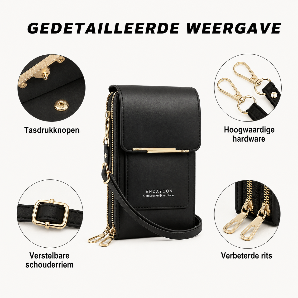 SmartSling™ | Crossbody gemak met touchscreen venster
