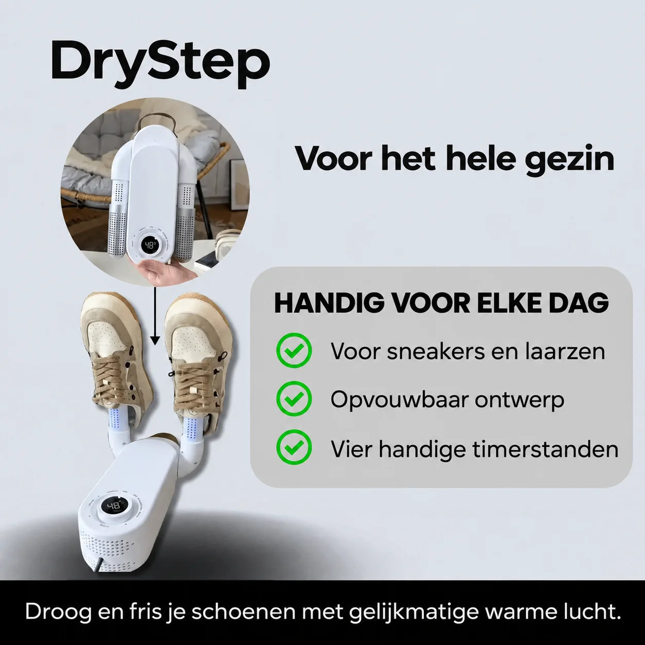 DryStep schoenendroger voor natte schoenen