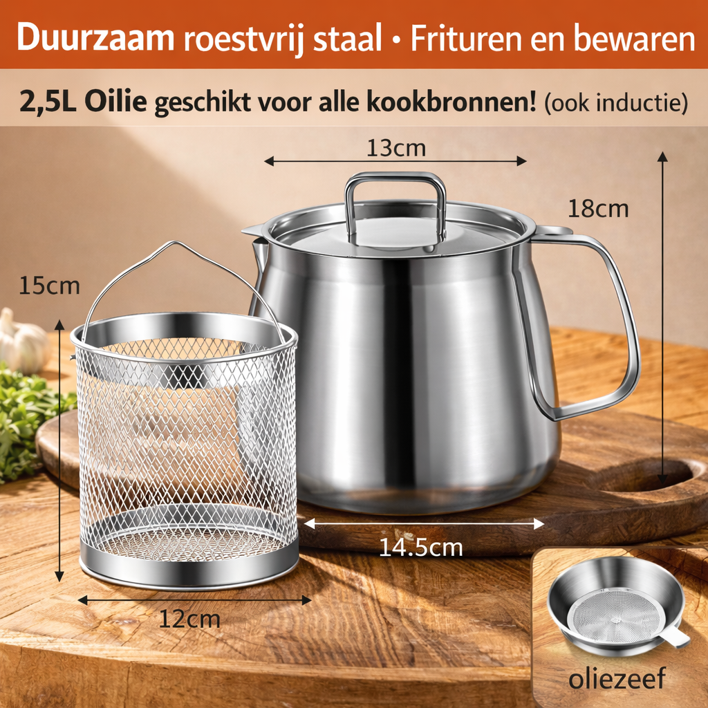 Oilie™ | Filter, bewaar en frituur met één pan