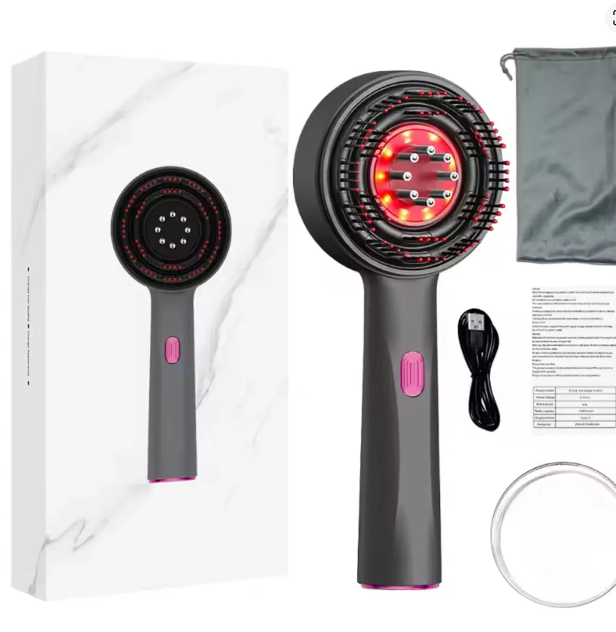 RootLume hoofdhuidmassager met roodlicht en serumverdeling