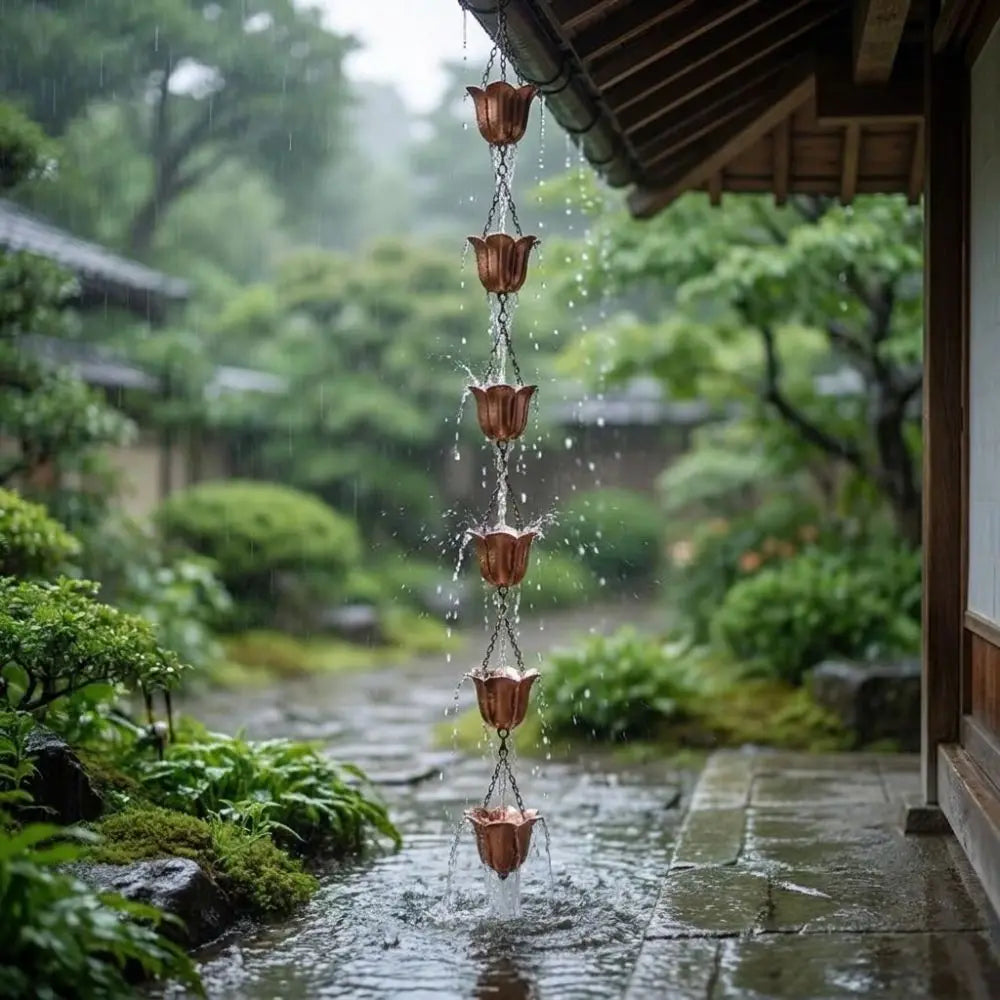 RainKetting™ | Laat regen sierlijk door bloemen stromen