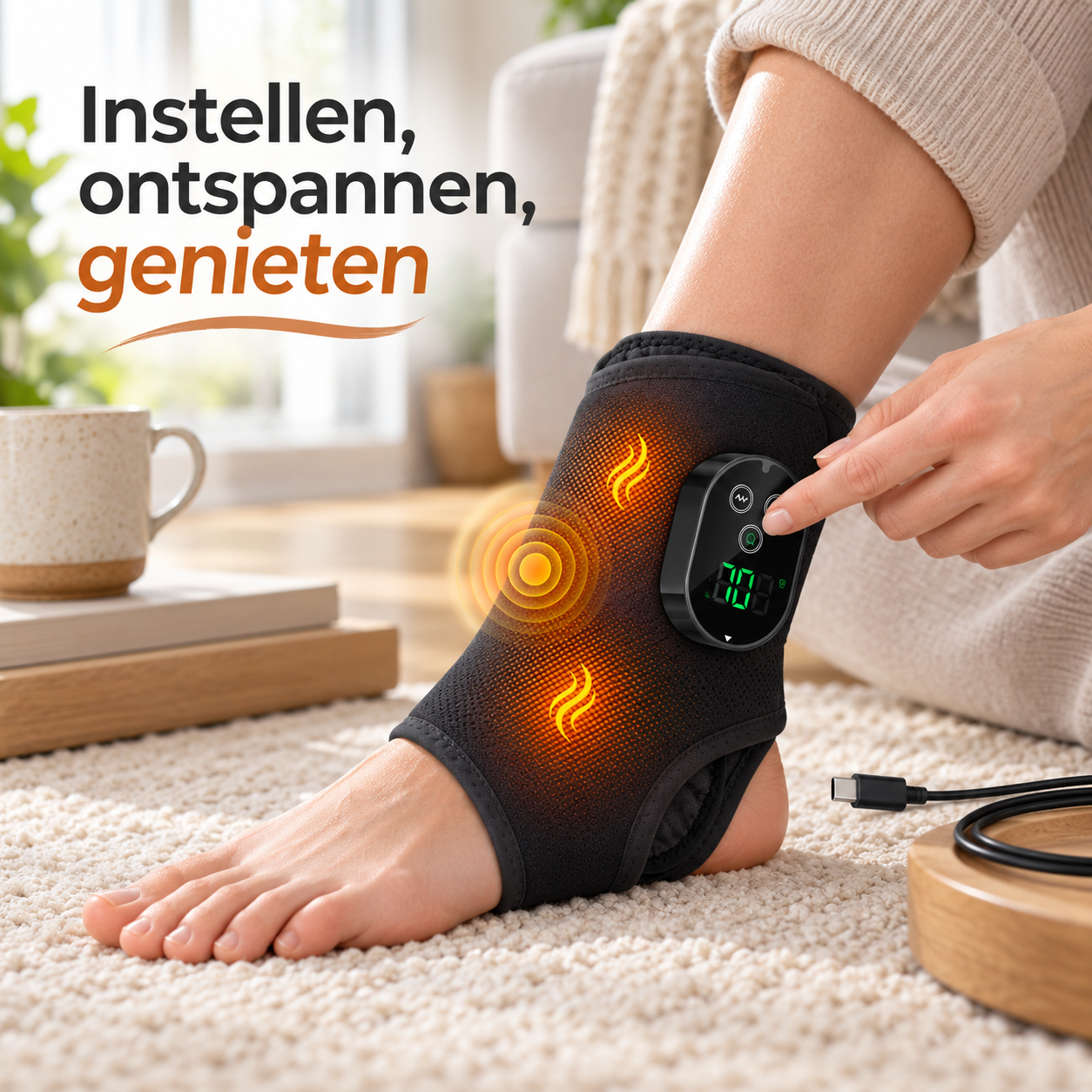Bediening van de oplaadbare AnkleEase enkelband