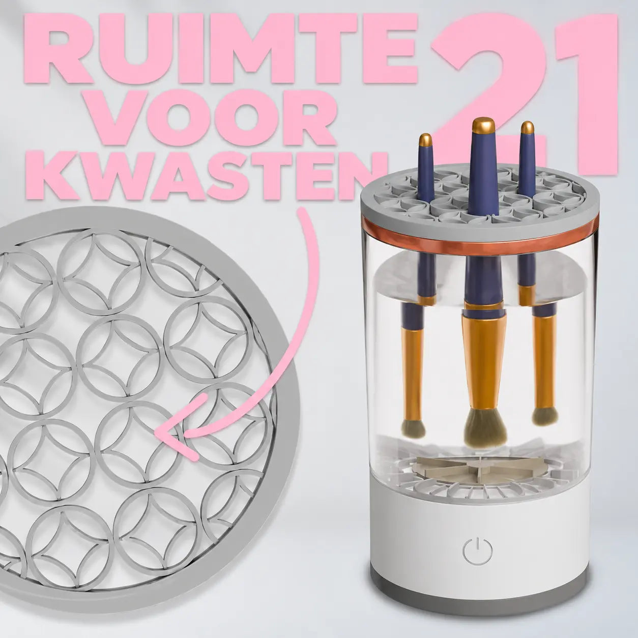 BrushViva houder met ruimte voor 21 make-upkwasten