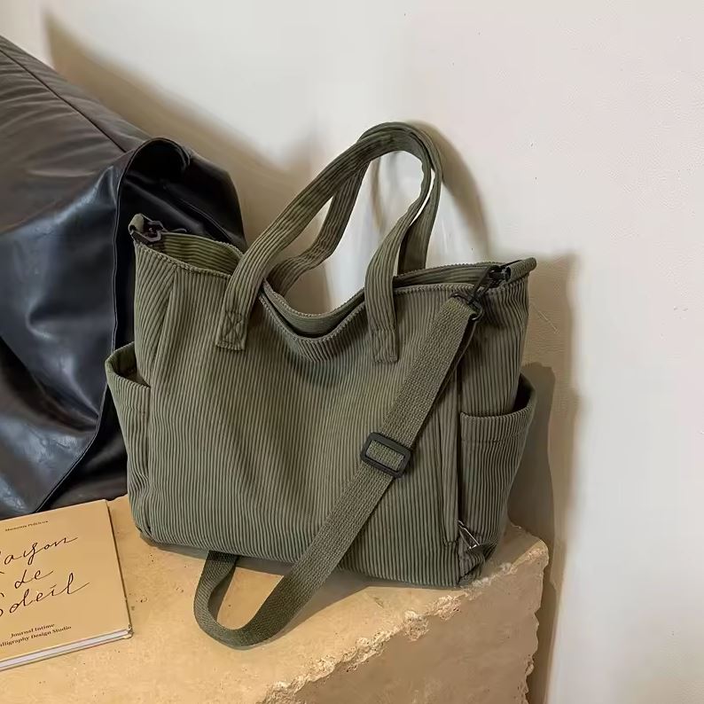 CarryFlair™ | Trendy Corduroy Schoudertas met Grote Capaciteit - Lumiza