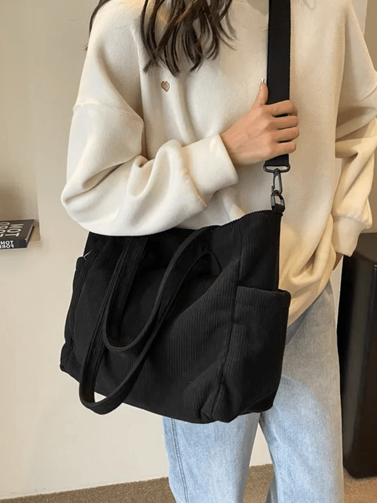 CarryFlair™ | Trendy Corduroy Schoudertas met Grote Capaciteit - Lumiza