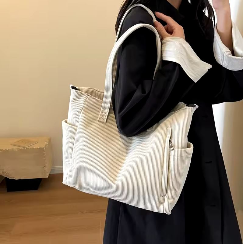 CarryFlair™ | Trendy Corduroy Schoudertas met Grote Capaciteit - Lumiza