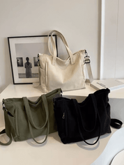 CarryFlair™ | Trendy Corduroy Schoudertas met Grote Capaciteit - Lumiza