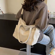 CarryFlair™ | Trendy Corduroy Schoudertas met Grote Capaciteit - Lumiza