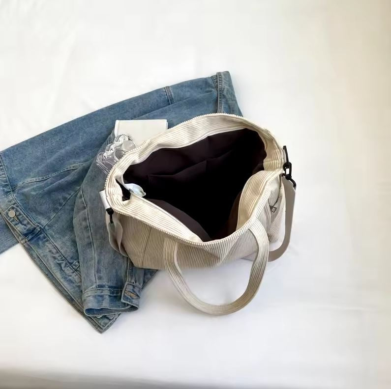 CarryFlair™ | Trendy Corduroy Schoudertas met Grote Capaciteit - Lumiza