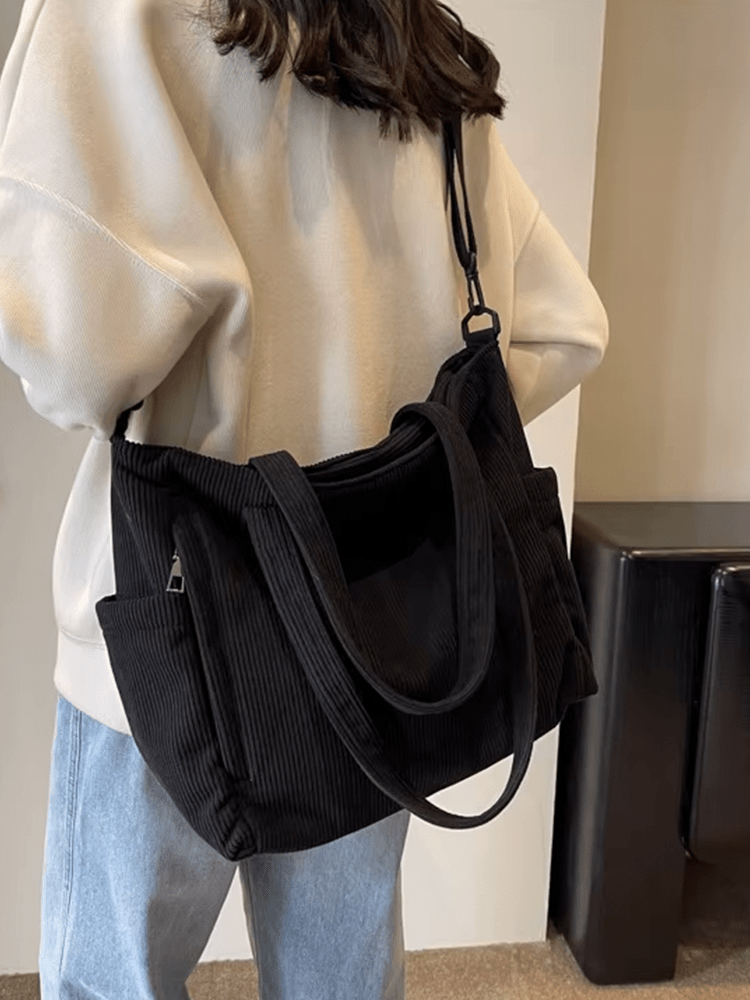 CarryFlair™ | Trendy Corduroy Schoudertas met Grote Capaciteit - Lumiza