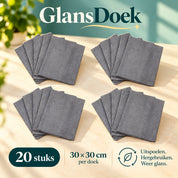 Set van 20 grijze GlansDoek microvezeldoeken van 30 bij 30 cm