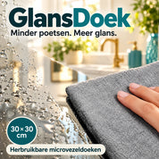 GlansDoek microvezeldoek neemt waterdruppels van glas op