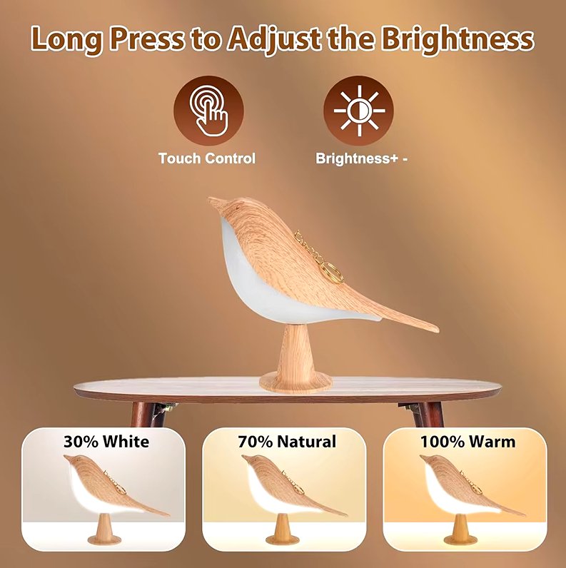 GlowBird™ | 3 Kleuren, Dimbaar Licht met Aanraakschakelaar - Perfect voor Jouw Nachtkastje! - Lumiza