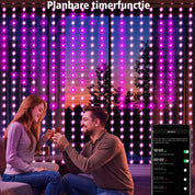 GlowCanvas RGB-lichtgordijn met planbare timerfunctie in de Hello Fairy-app.