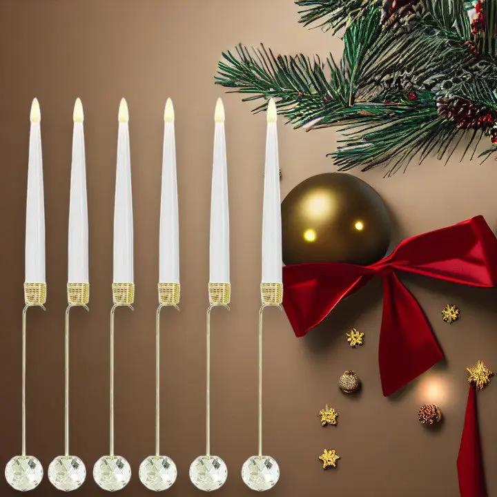 KristalFlair™ | 6 LED kerstkaarsen met gouden details & afstandsbediening - Lumiza
