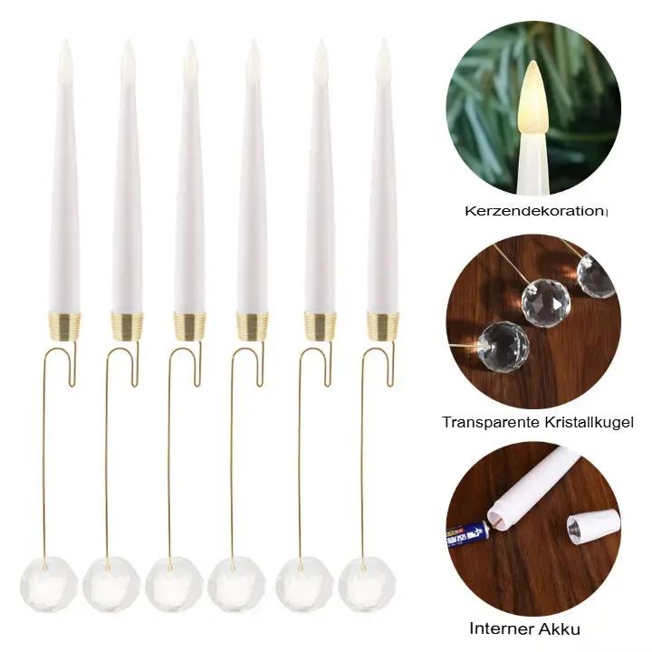 KristalFlair™ | 6 LED kerstkaarsen met gouden details & afstandsbediening - Lumiza