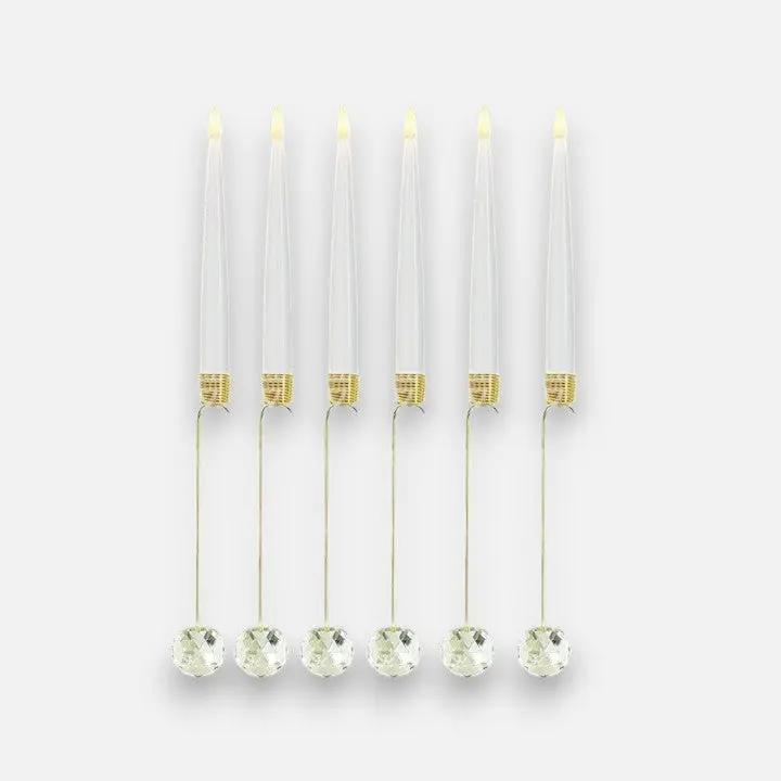 KristalFlair™ | 6 LED kerstkaarsen met gouden details & afstandsbediening - Lumiza