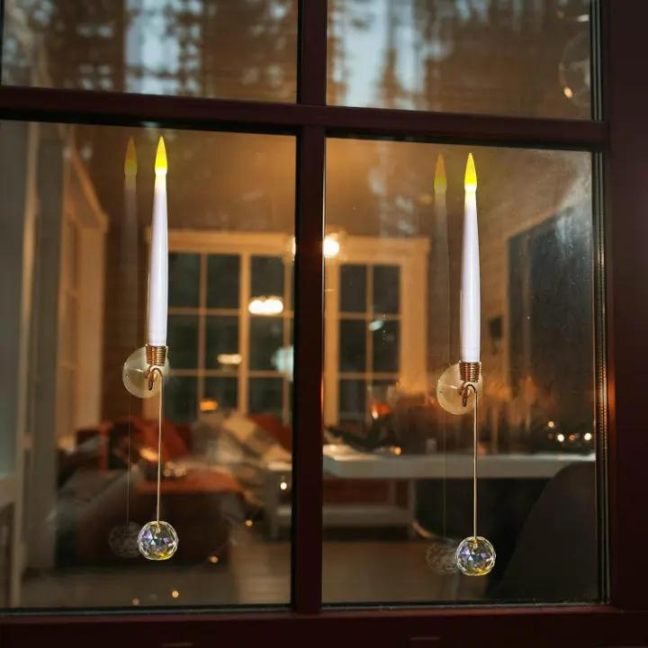 KristalFlair™ | 6 LED kerstkaarsen met gouden details & afstandsbediening - Lumiza