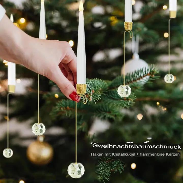 KristalFlair™ | 6 LED kerstkaarsen met gouden details & afstandsbediening - Lumiza