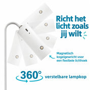 LumiTouch met verstelbare lampkop op magnetisch kogelgewricht