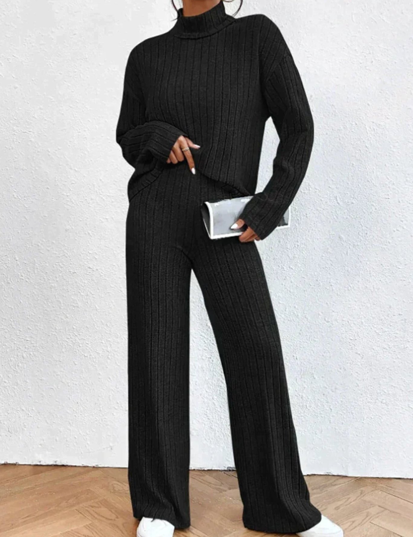 NoaNoir™ | Gebreide broek en coltrui set voor dames - Lumiza