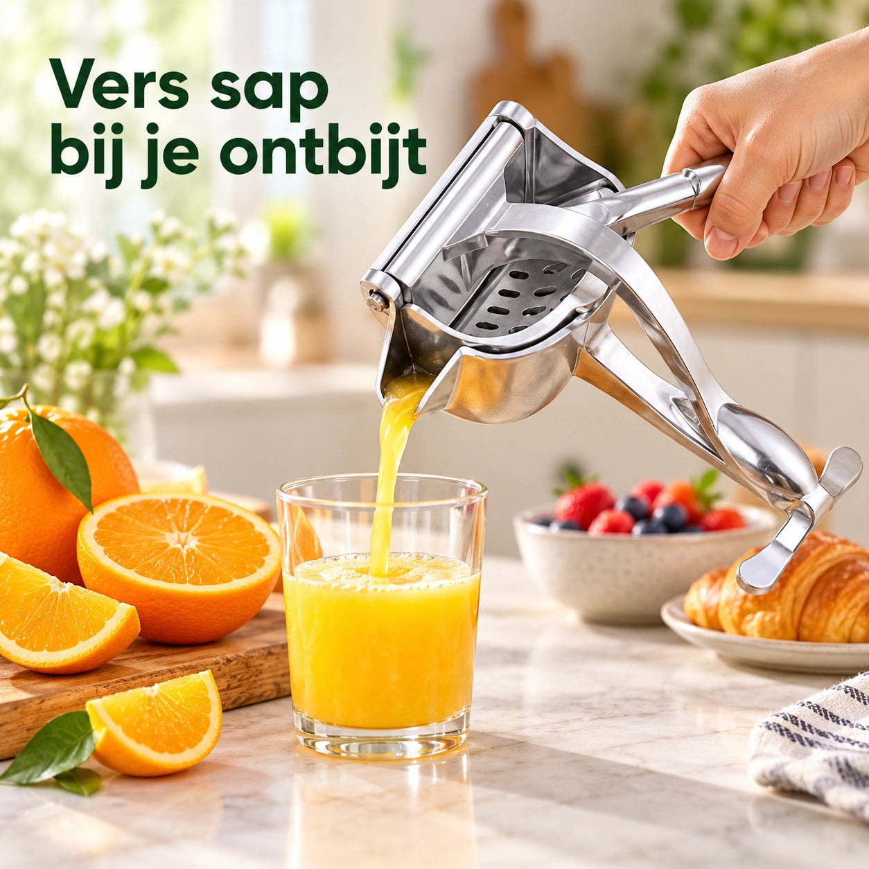 Sappura voor vers sinaasappelsap bij het ontbijt
