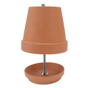 SfeerDome in terracottakleur met ronde schaal en centrale metalen stang