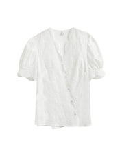 Sophia™ | Elegante Chiffon Blouse met Bloemendetails - Lumiza