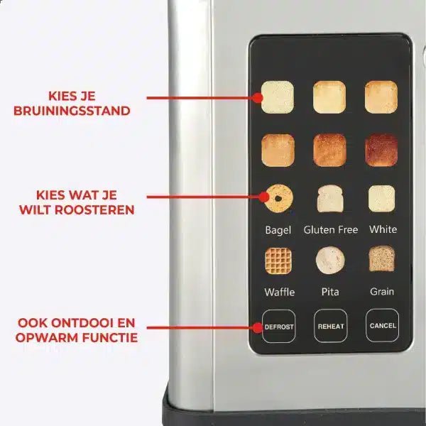 ToastTouch™ | Broodrooster met stijlvol touchscreen & perfect resultaat - Lumiza
