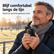 Persoon gebruikt de zwarte WarmGrip handwarmer buiten